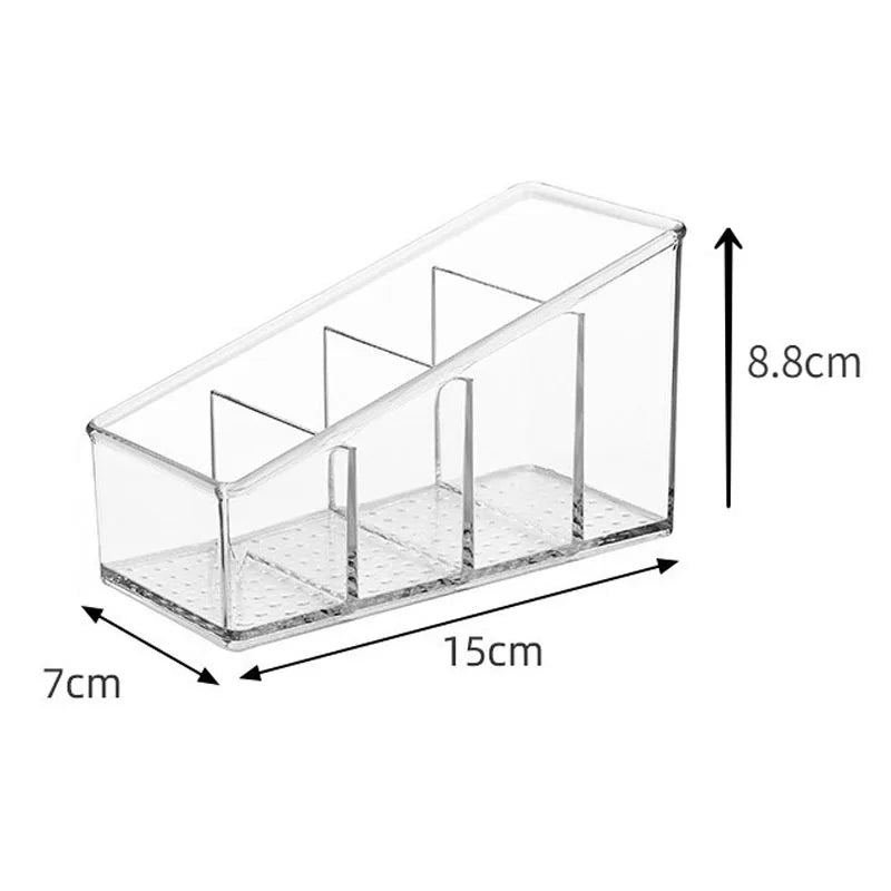4-Grid Clear Acrylic Makeup Brush Holder for Vanity
