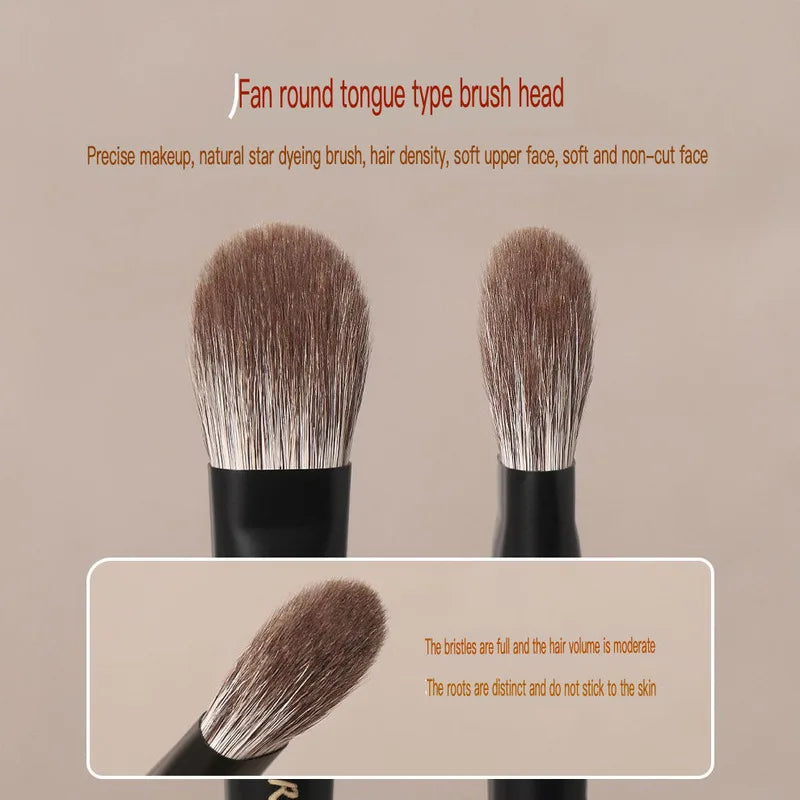 T82 Flat Round Blush Brush | Goat & Fox Hair Makeup Brush Blush Makeup Brush QXL