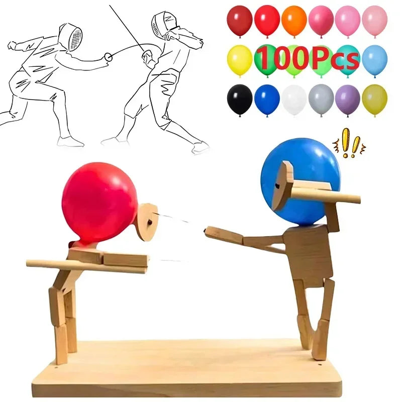 Bamboo Man Balloon Battle Game | 2-Player Fencing Puppet Set Balloon Battle Game QXL