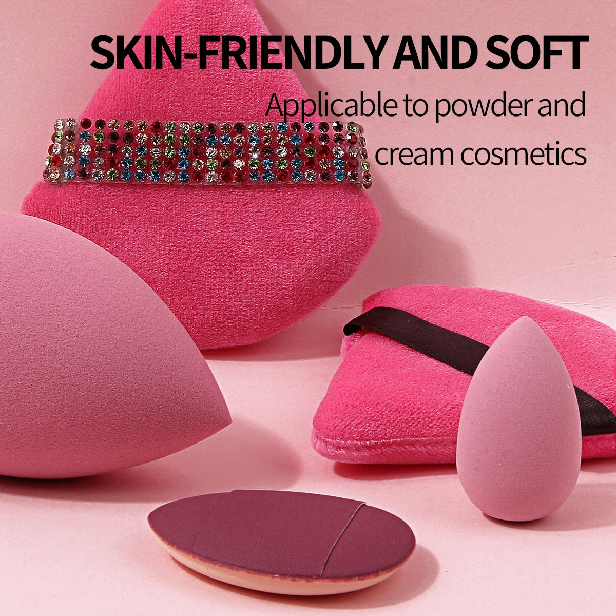 KOSSHOW 5-Pc Makeup Sponge & Velvet Powder Puff Set Makeup Sponge & Puff Set QXL