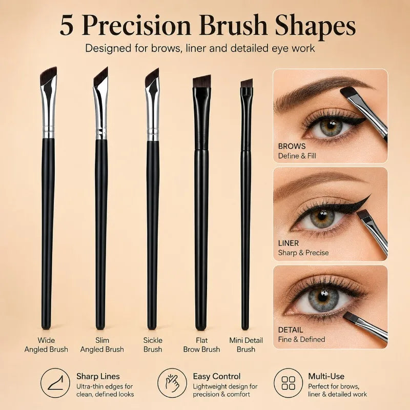 5/7-Piece Ultra-Thin Angled Eyebrow & Eyeliner Brush Set Eyebrow Brush Set QXL