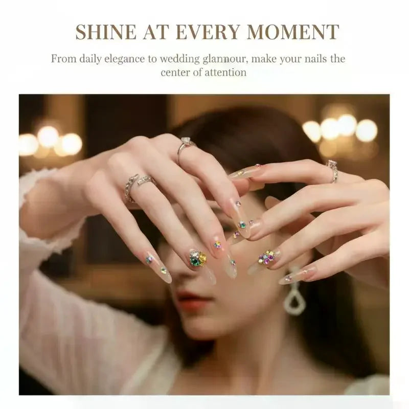 Mixed Round Nail Rhinestones | Crystal Nail Art Gems Box Nail Rhinestones QXL