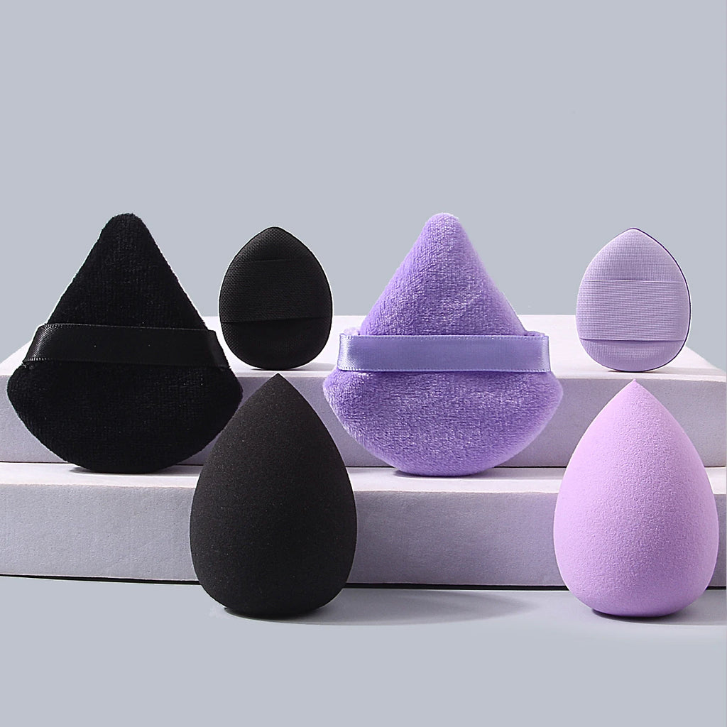 6-Piece Soft Sponge Makeup Powder Puff Set | Fan & Mini Puffs Makeup Powder Puff Set QXL