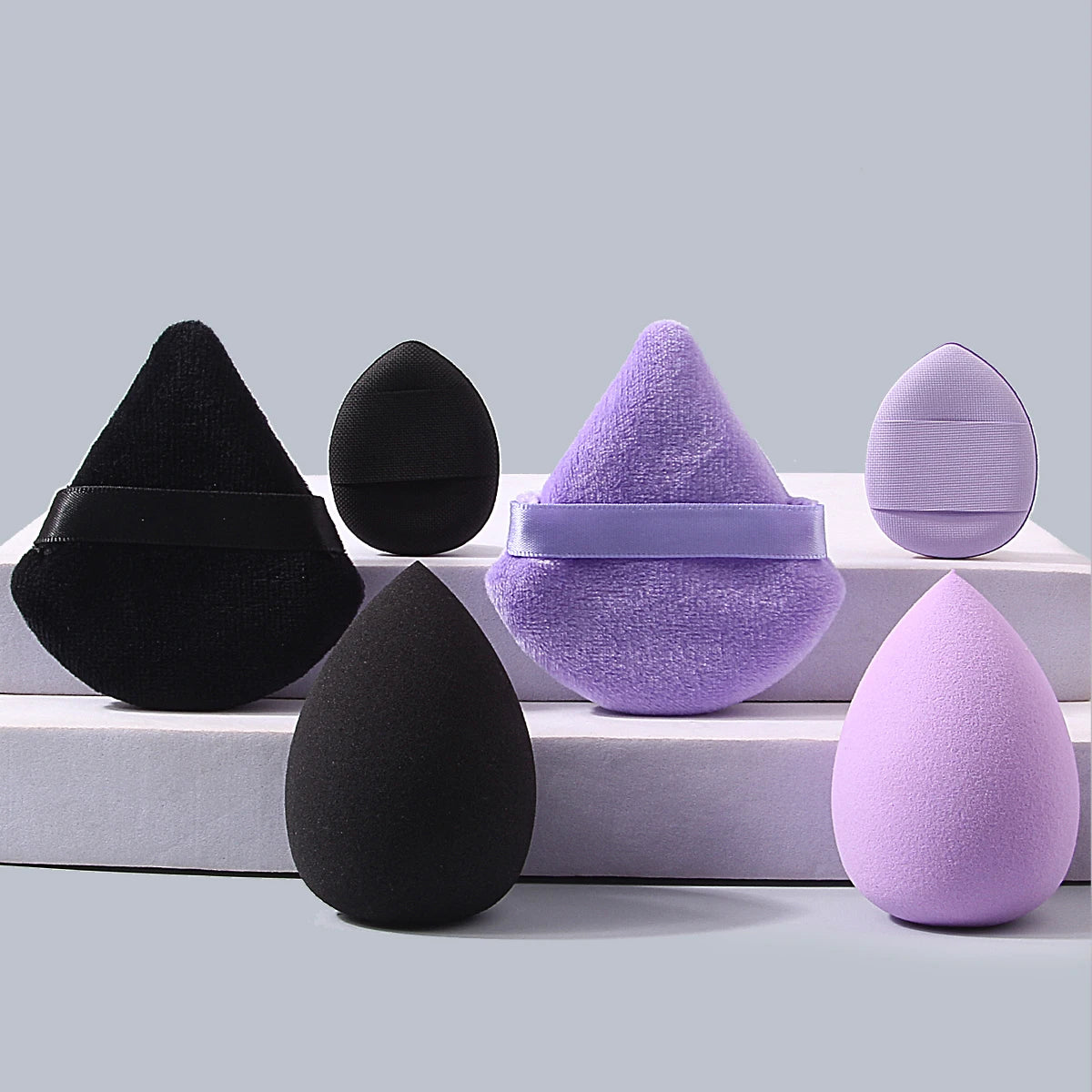6-Piece Soft Sponge Makeup Powder Puff Set | Fan & Mini Puffs Makeup Powder Puff Set QXL