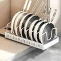 Under Cabinet Pull-Out Storage Tray | 8 Adjustable Dividers Cabinet Storage Rack QXL J white 4