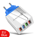 4-Port Quick Charge 3.0 USB Wall Charger 48W | Multi-Device USB Wall Charger QXL Blue EU