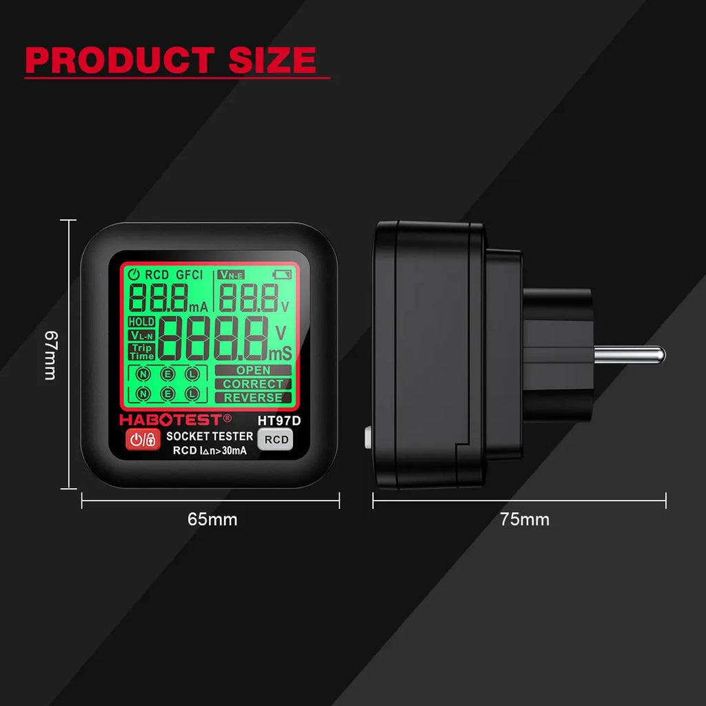 Digital Socket Tester EU/UK/US | Outlet Wiring & RCD Checker Socket Outlet Tester QXL
