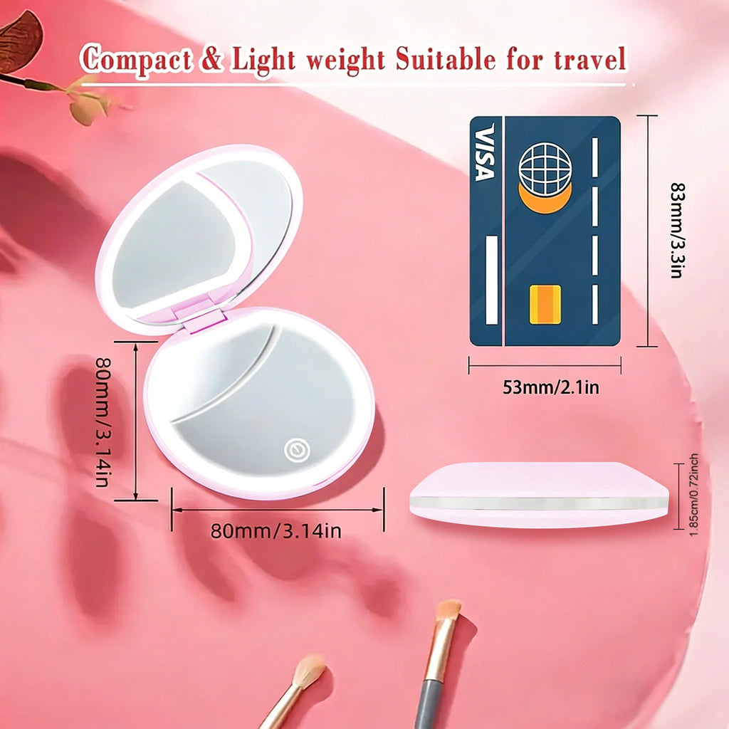 LED Compact Makeup Mirror 1X/3X Magnification | Rechargeable Lighted Makeup Mirror QXL