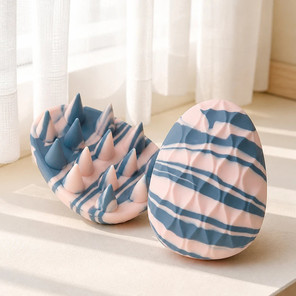Soft Silicone Scalp Massage Bath Brush | Dual-Sided Scalp Massage Brush QXL GJ57-bluepink