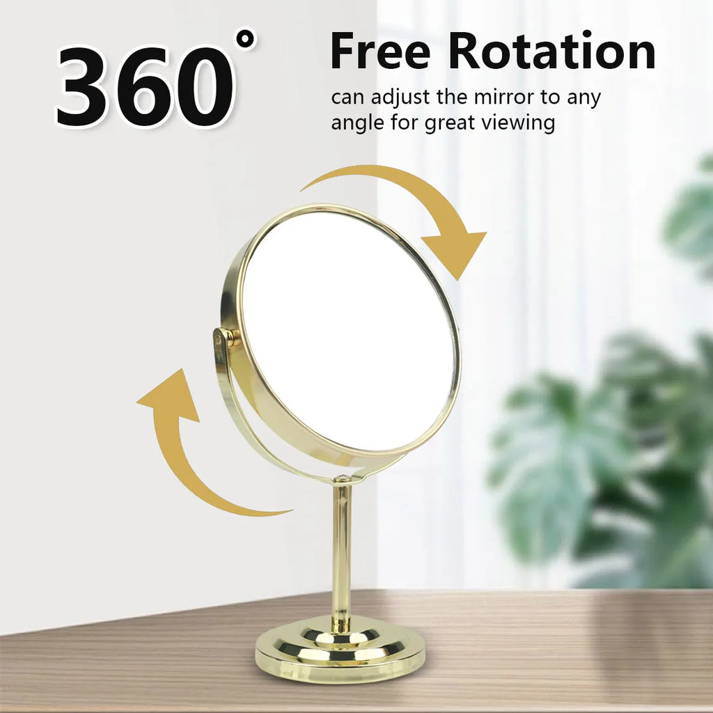 Double-Sided Vanity Mirror with 2X Magnification & Stand Vanity Makeup Mirror QXL