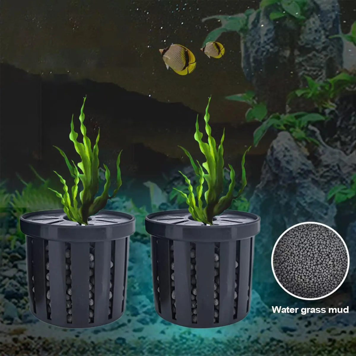 4-Pack Aquarium Plant Basket Pots | Fish Tank Hydroponic Holder Aquarium Plant Basket QXL