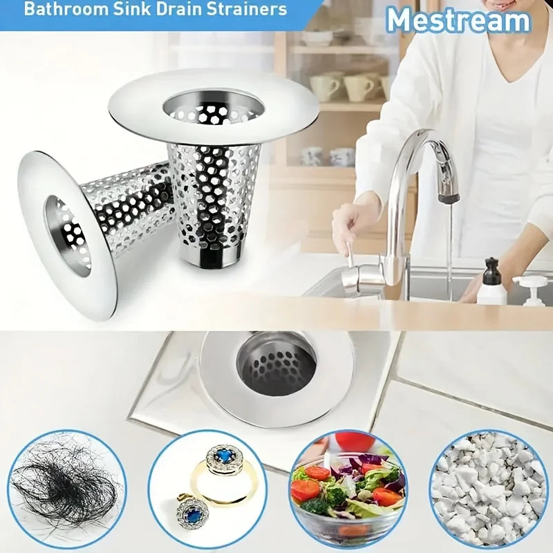 Bathroom Sink Strainer Hair Catcher | Brushed Drain Cover Sink Drain Strainer QXL