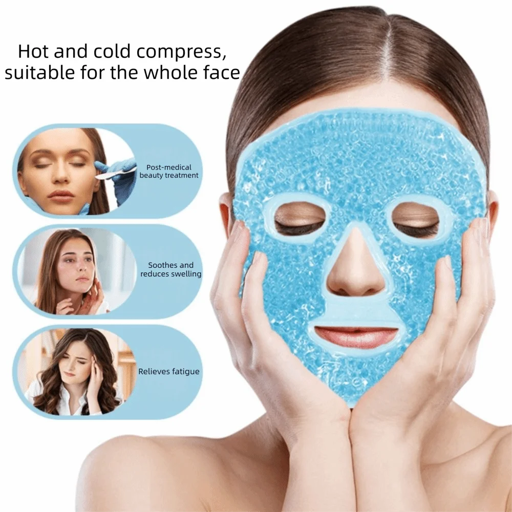 Reusable Gel Bead Face Mask | Hot & Cold Full-Face Compress Gel Face Mask QXL