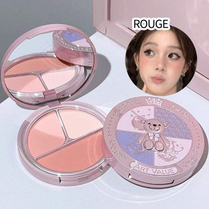 Bear Knight Trio Blush Palette – Blush, Contour & Highlight Blush Palette QXL