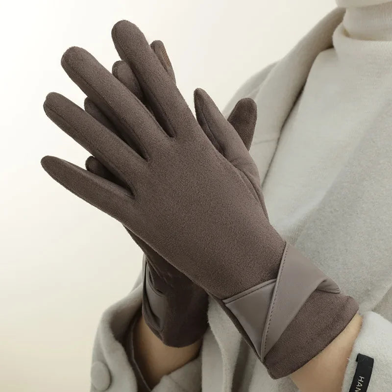 Women's Velvet Touchscreen Winter Gloves | Bow Cycling Gloves Winter Gloves QXL