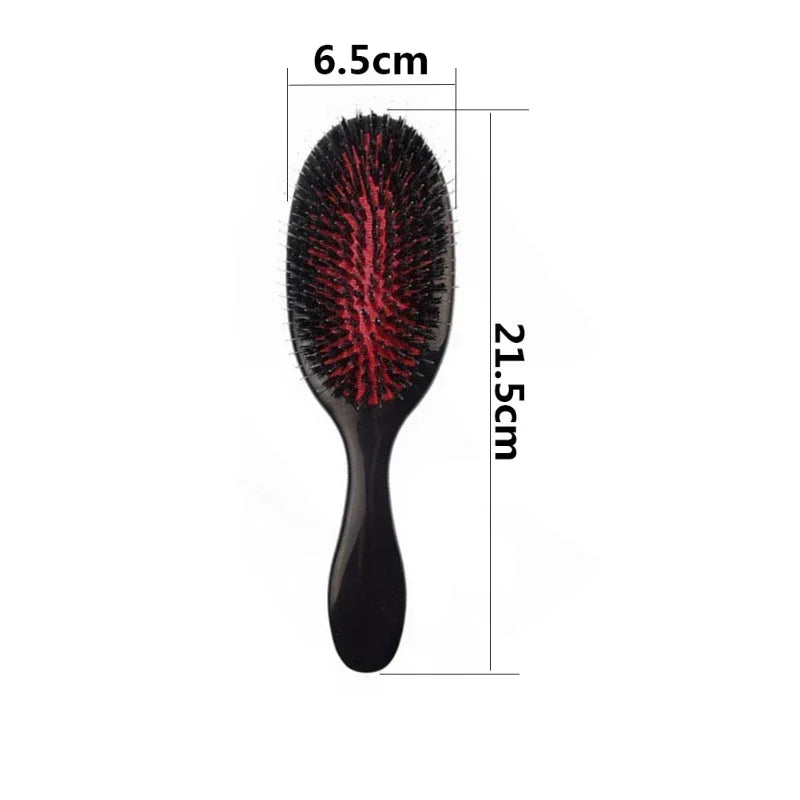 Oval Boar Bristle & Nylon Hair Comb | Anti-Static Massager Hair Comb Brush QXL