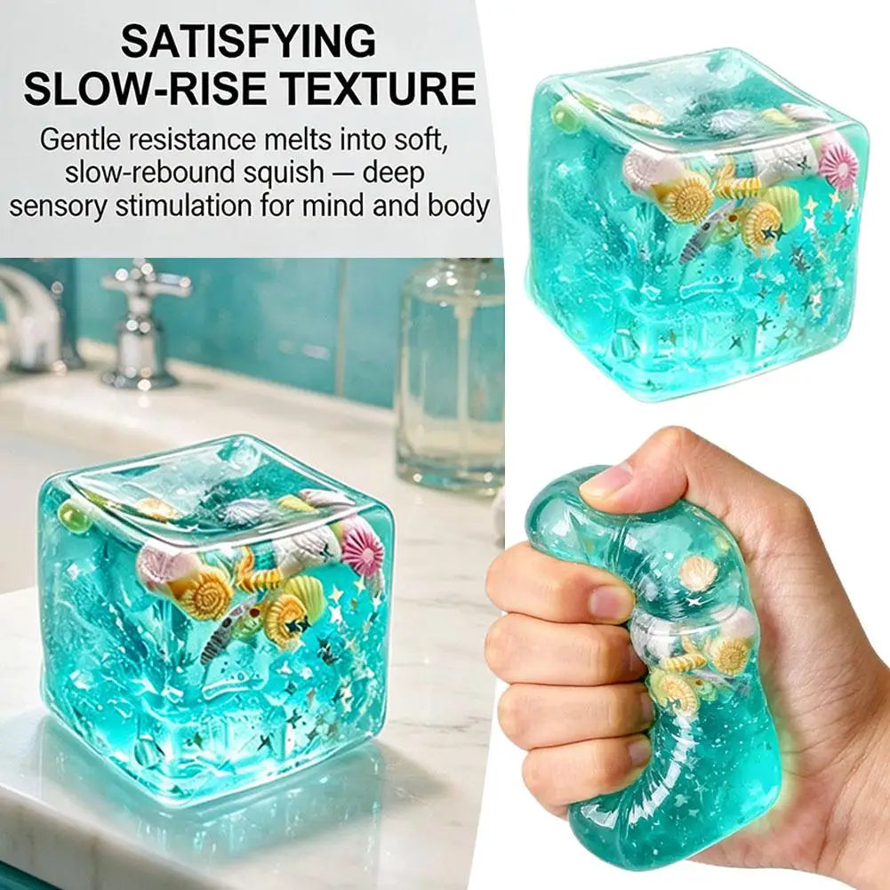 Sea World Shell Squishy Cube Fidget Toy | Ocean Sensory Fidget Sensory Toy QXL