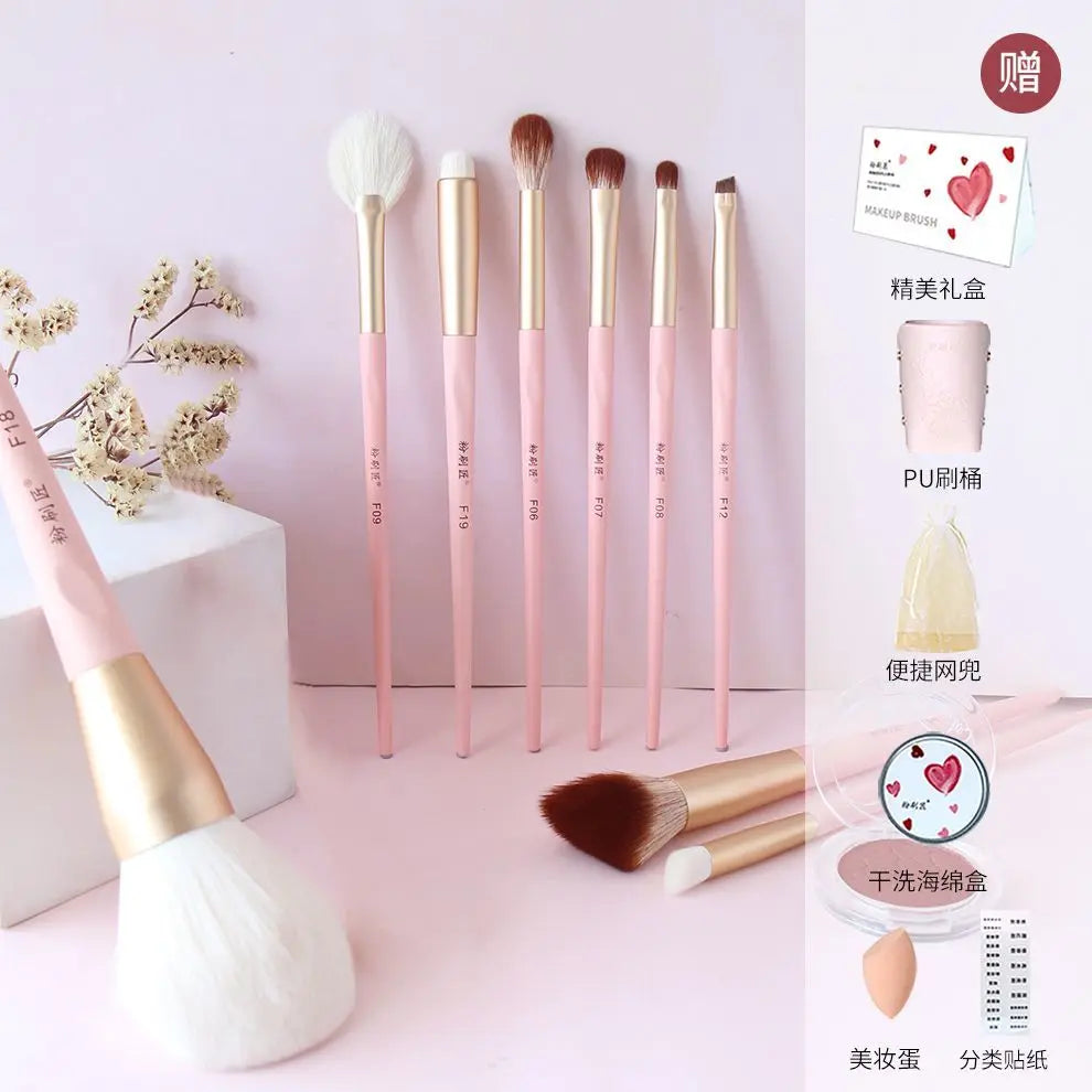 9-Piece Pink Makeup Brush Set | Soft Synthetic Bristles Makeup Brush Set QXL Pink Brush Set of 9