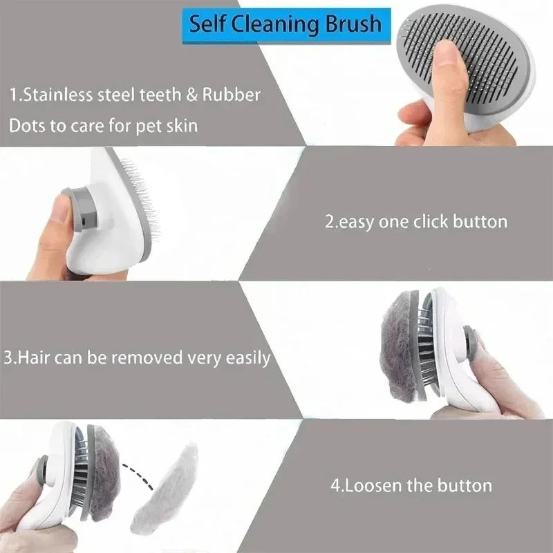 Self-Cleaning Pet Grooming Brush | Dog & Cat Dematting Comb Pet Grooming Brush QXL