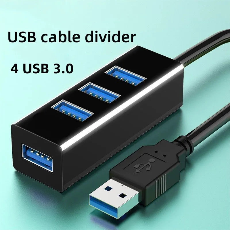 4-Port USB 3.0 Hub with Power Adapter | Plug & Play Splitter USB Hub QXL