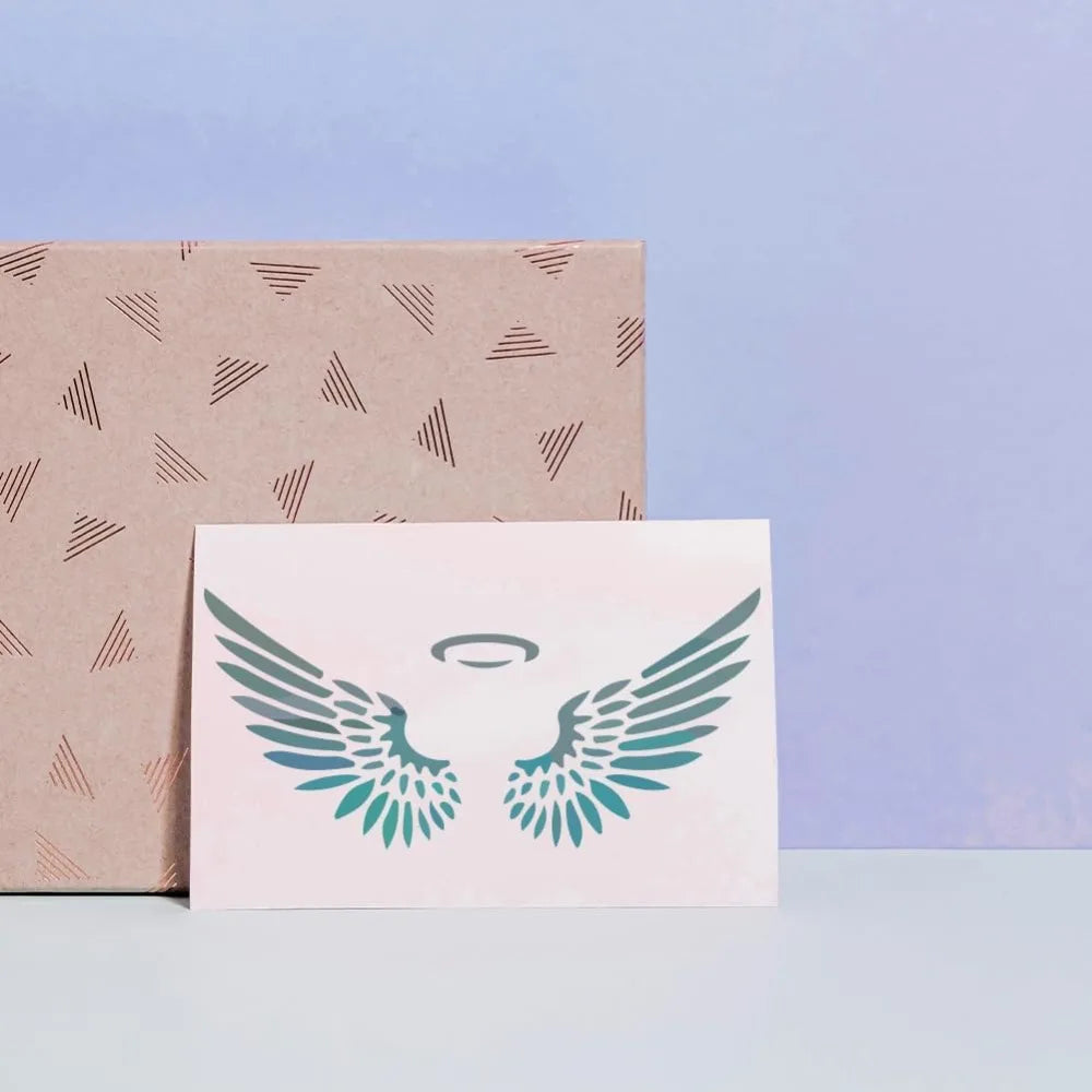 Angel Wings Painting Stencils 3-Pack + Brush | Reusable PET Craft Stencil Set QXL