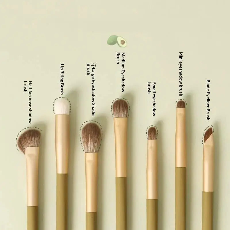 7/8-Pc Avocado Green Eye Makeup Brush Set + PU Case Eye Makeup Brush Set QXL