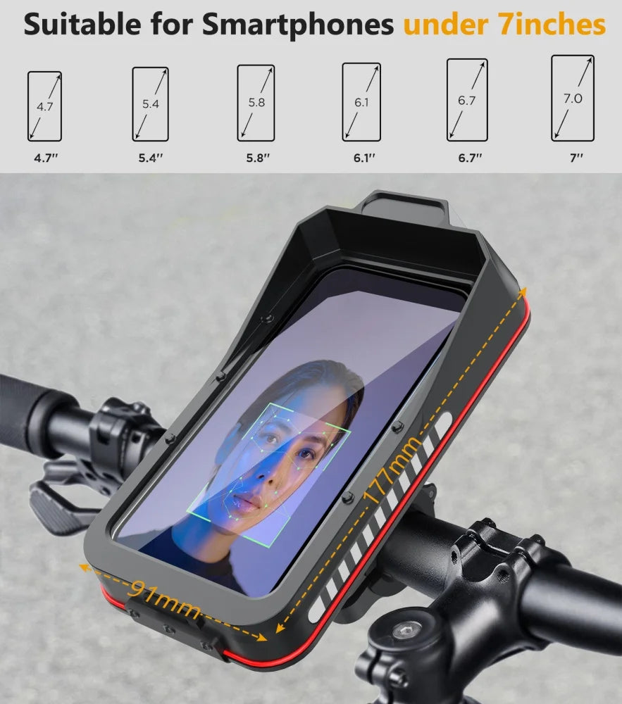 Waterproof Motorcycle Bike Phone Mount | 4.7–7.0" Handlebar Holder Motorcycle Phone Mount QXL