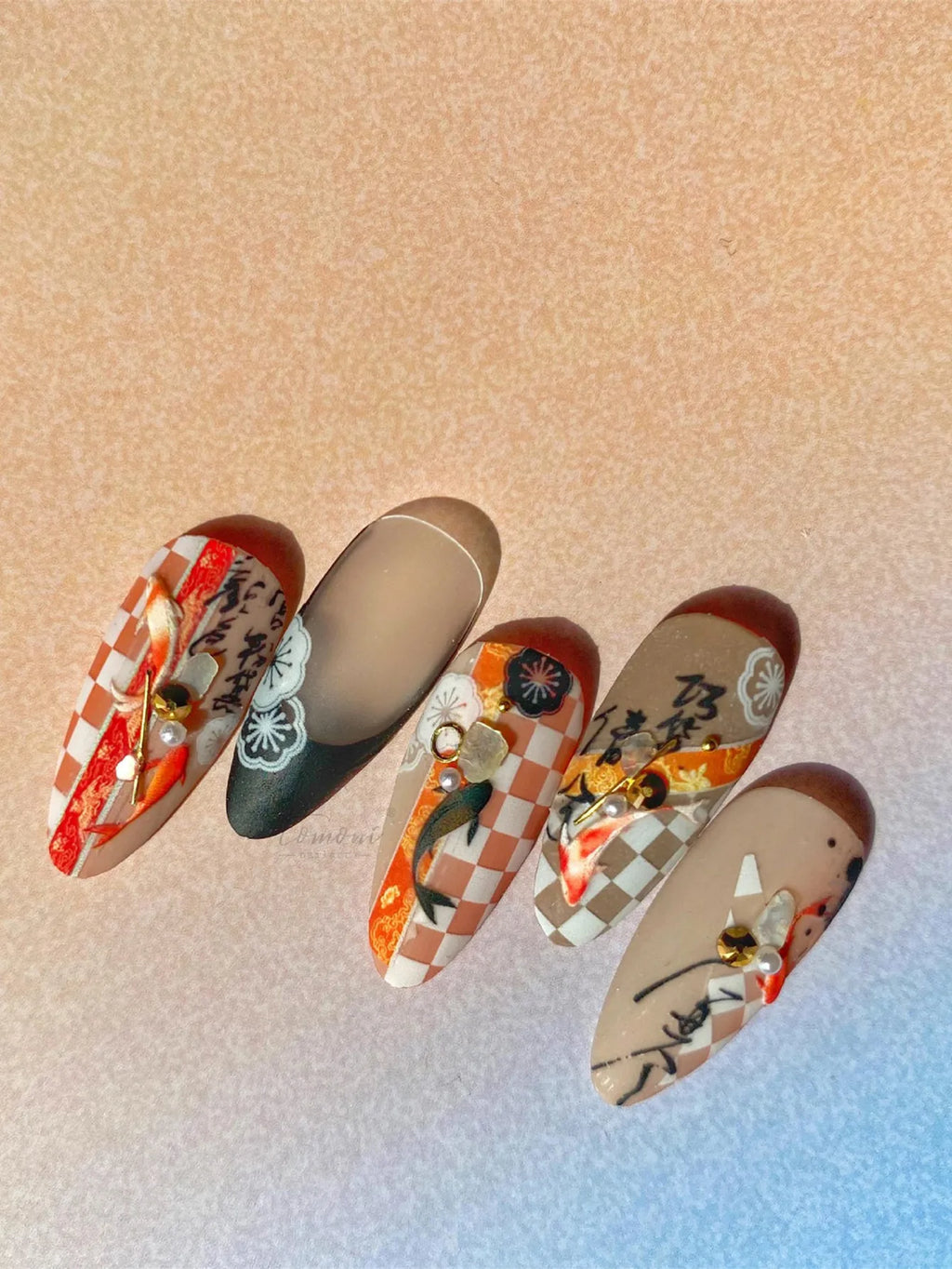 5D Kawaii Koi Carp Nail Stickers | Embossed Slider Decals Nail Art Stickers QXL