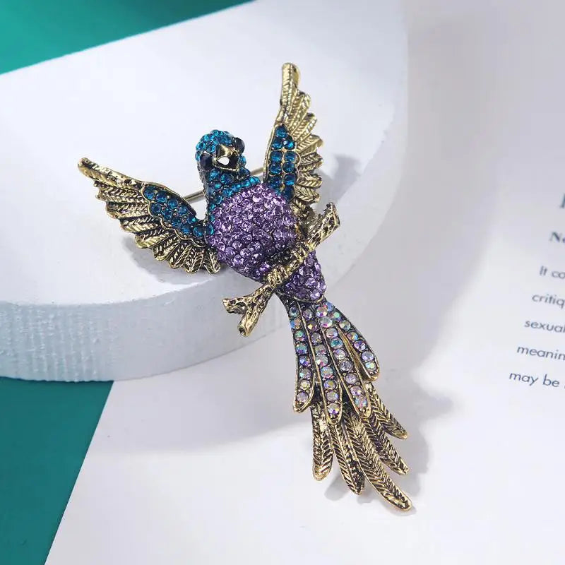 Full Crystal Hummingbird Brooch for Women | Luxury Animal Pin Crystal Animal Brooch QXL
