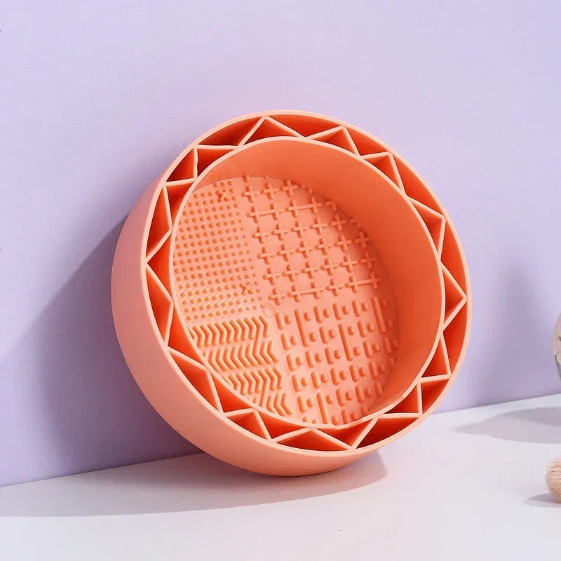 Silicone Makeup Brush Cleaner Scrubbing Pad & Cleaning Mat Brush Cleaner Pad QXL Orange