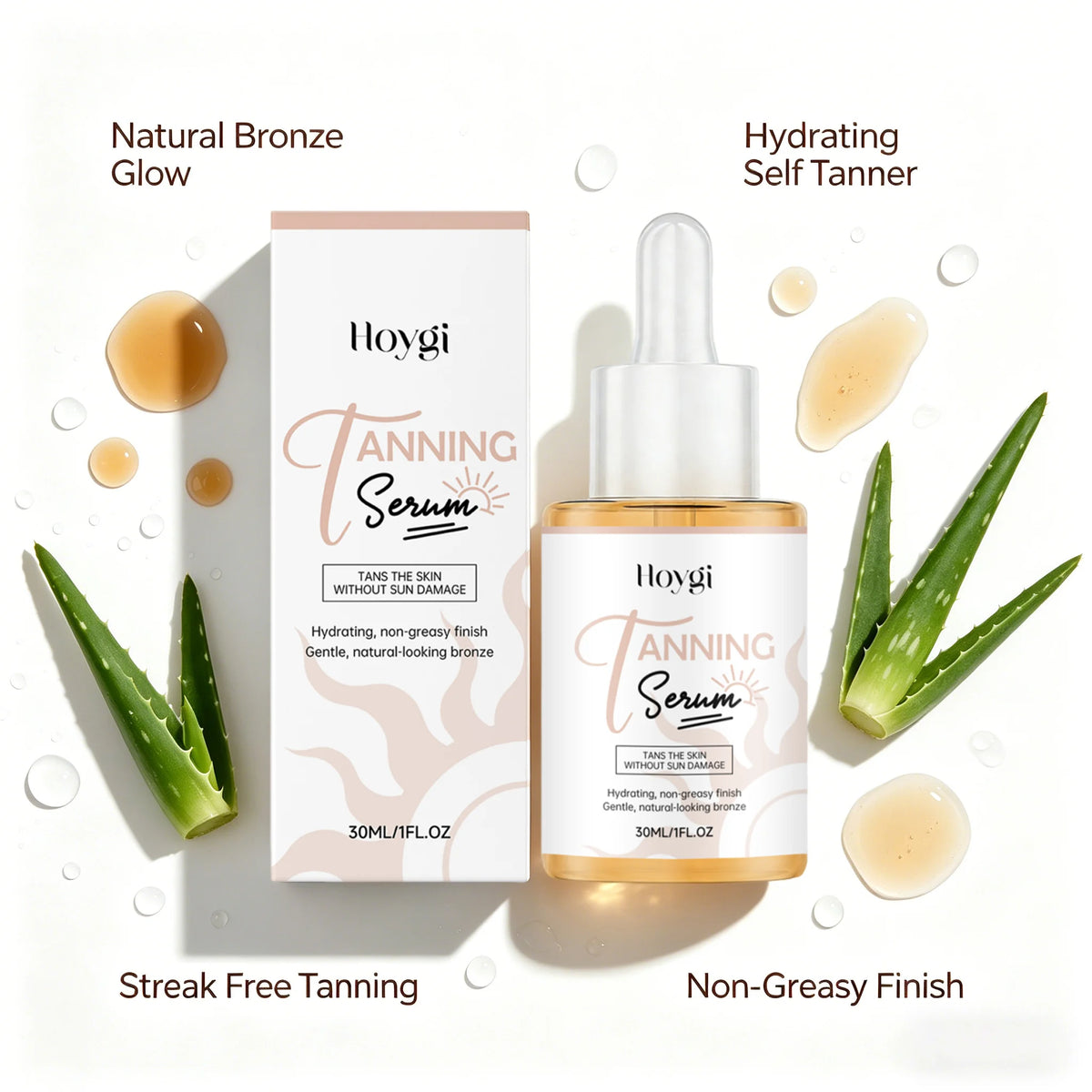 Hoygi Self Tanning Serum – Streak-Free Sunless Bronzer 30ml Self Tanning Serum QXL