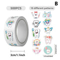 500 Cartoon Tooth Stickers Roll | Kids Dental Reward Stickers Reward Sticker Roll QXL B
