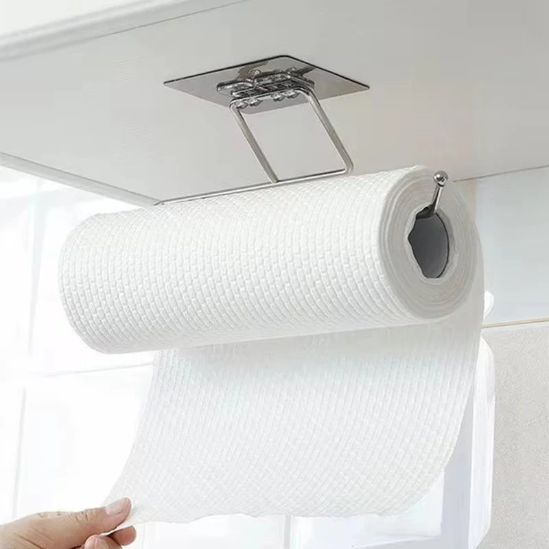 Stainless Steel Wall-Mount Paper Towel & Dish Cloth Rack Wall Towel Rack QXL