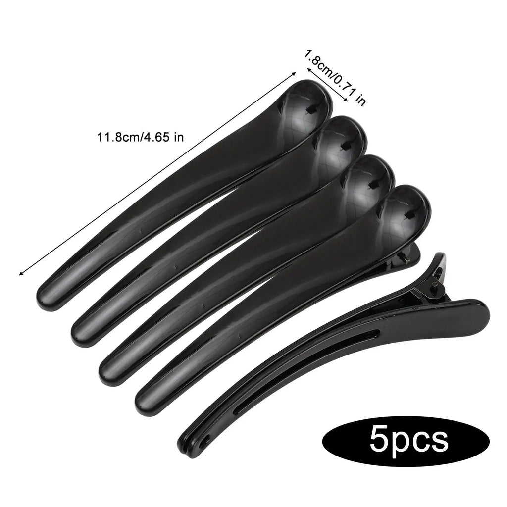 Black Matte Duckbill Hair Clips – 5-Pack Salon Sectioning Tool Salon Hair Clips QXL Glossy-12cm