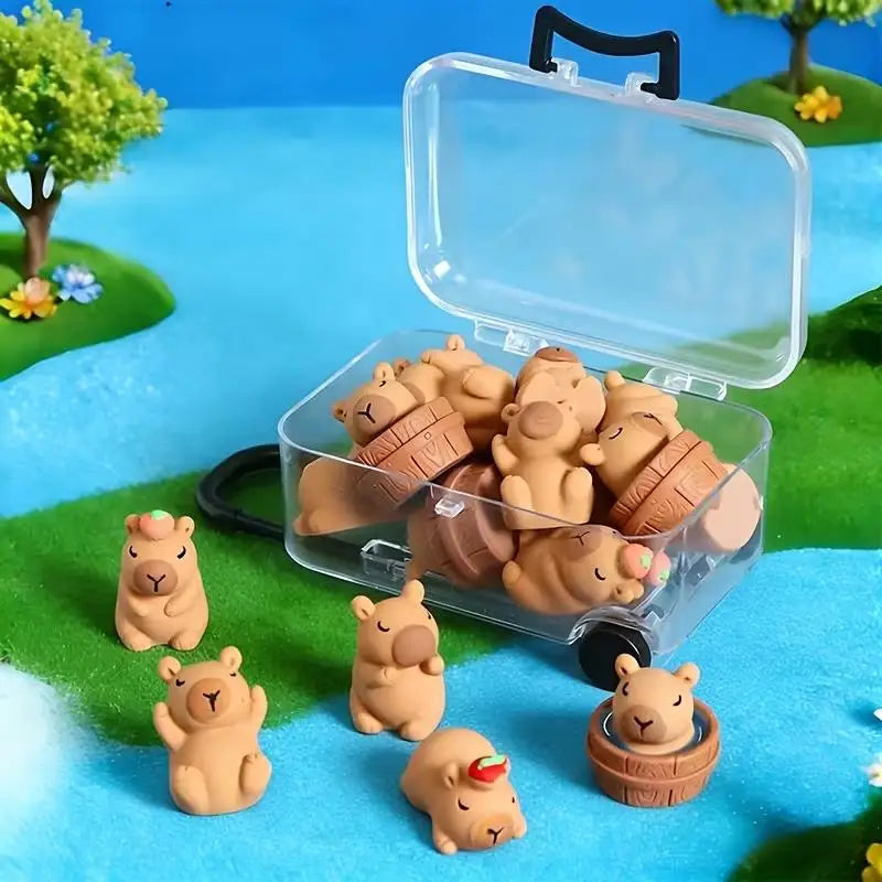 7-Piece Mini Resin Capybara Set | Garden & Car Decor Gift Resin Figurine Set QXL