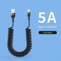Retractable USB-C to USB-C Fast Charging Cable 66W 5A Retractable USB-C Cable QXL Black 1m
