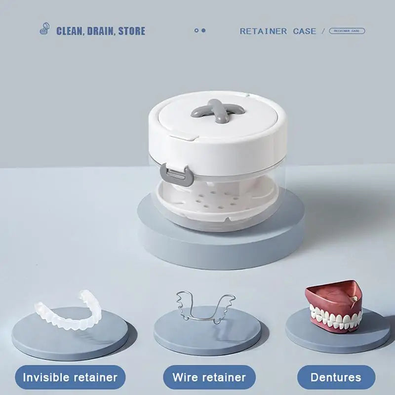 2-in-1 Leakproof Denture & Retainer Case | Stackable Storage Denture Retainer Case QXL