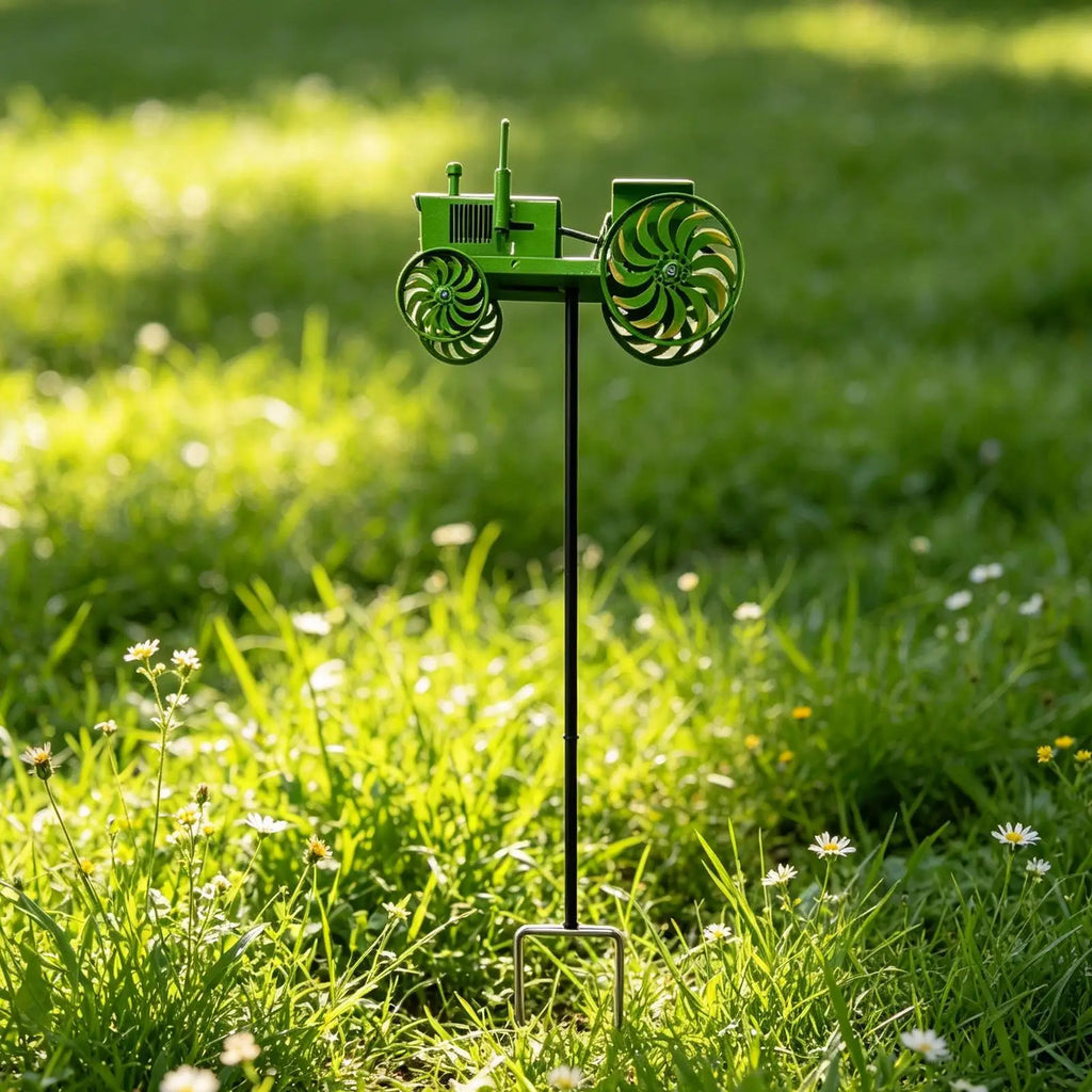 Green Tractor Wind Spinner Stake | Rotating Garden Windmill Garden Wind Spinner QXL