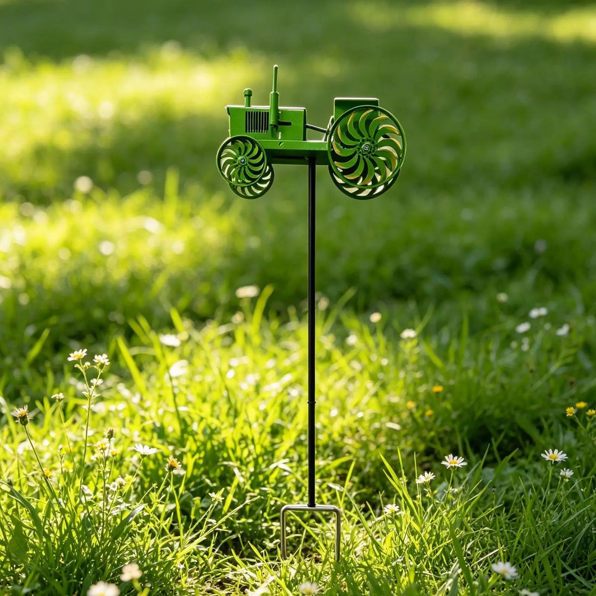 Green Tractor Wind Spinner Stake | Rotating Garden Windmill Garden Wind Spinner QXL