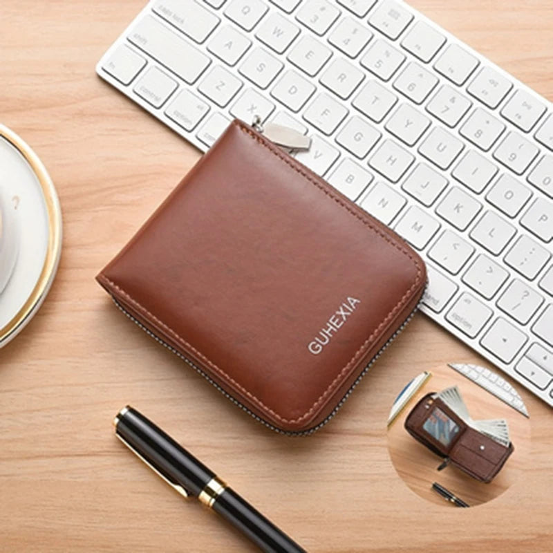 Men's Slim PU Leather Wallet | Card Slots, Coin & ID Holder Men's Slim Wallet QXL