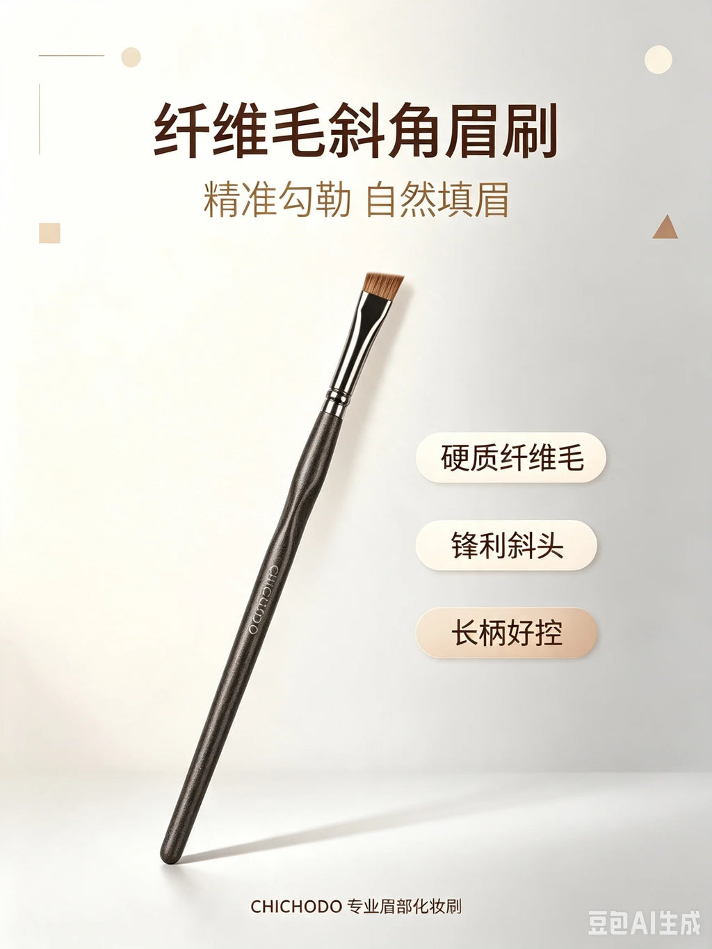 CHICHODO Angled Eyebrow Brush – Firm Bristles Wood Handle Eyebrow Brush QXL