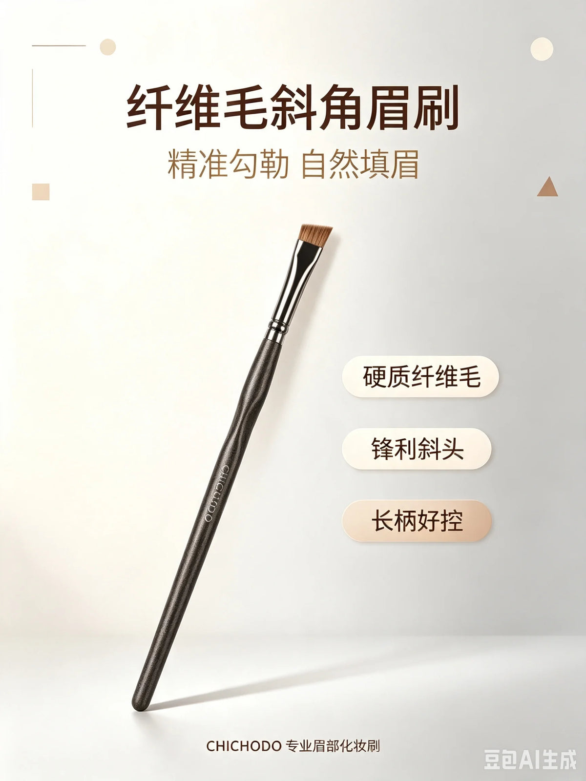 CHICHODO Angled Eyebrow Brush – Firm Bristles Wood Handle Eyebrow Brush QXL