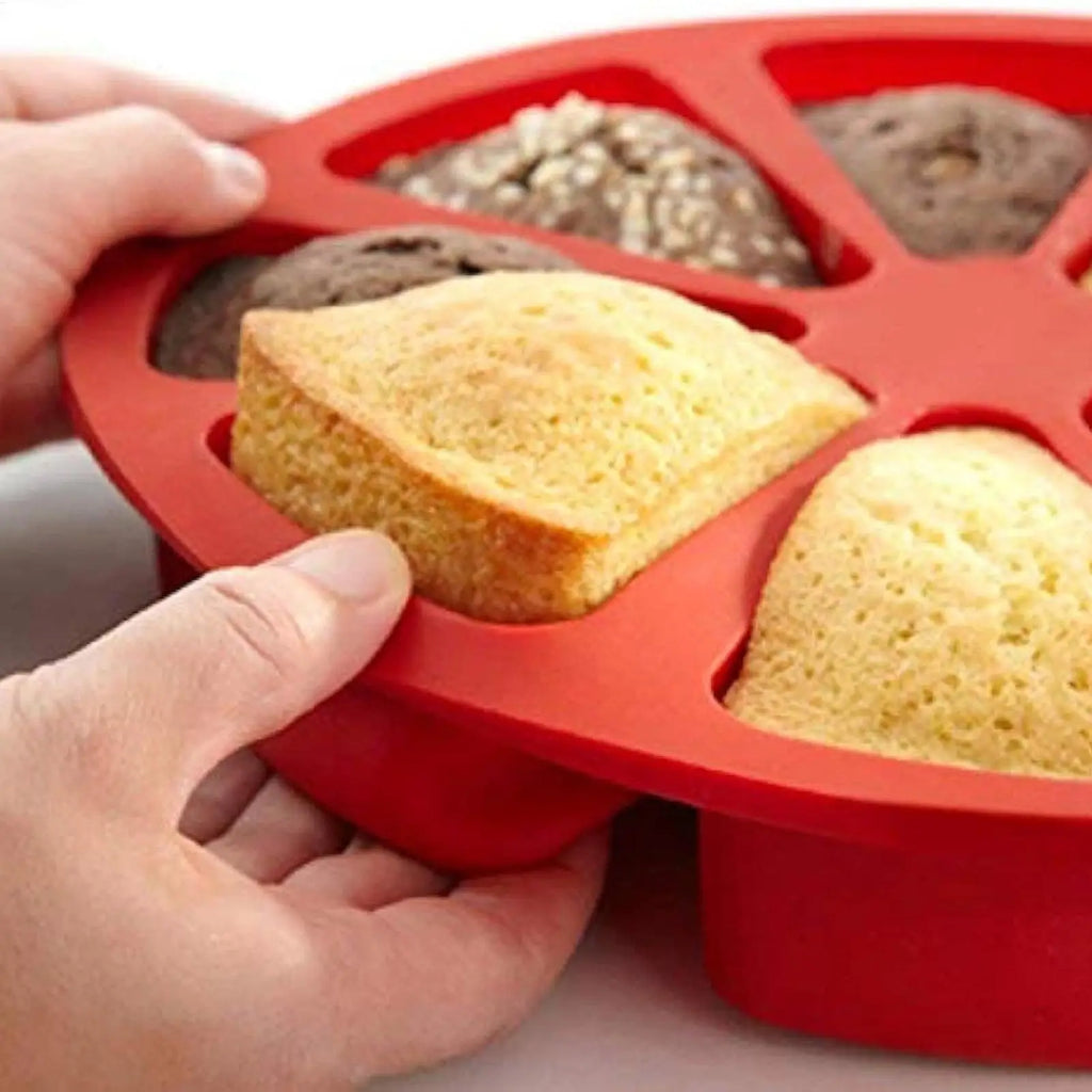 8-Hole Silicone Cake Mold | Scone, Fondant & Baking Pan Silicone Baking Mold QXL