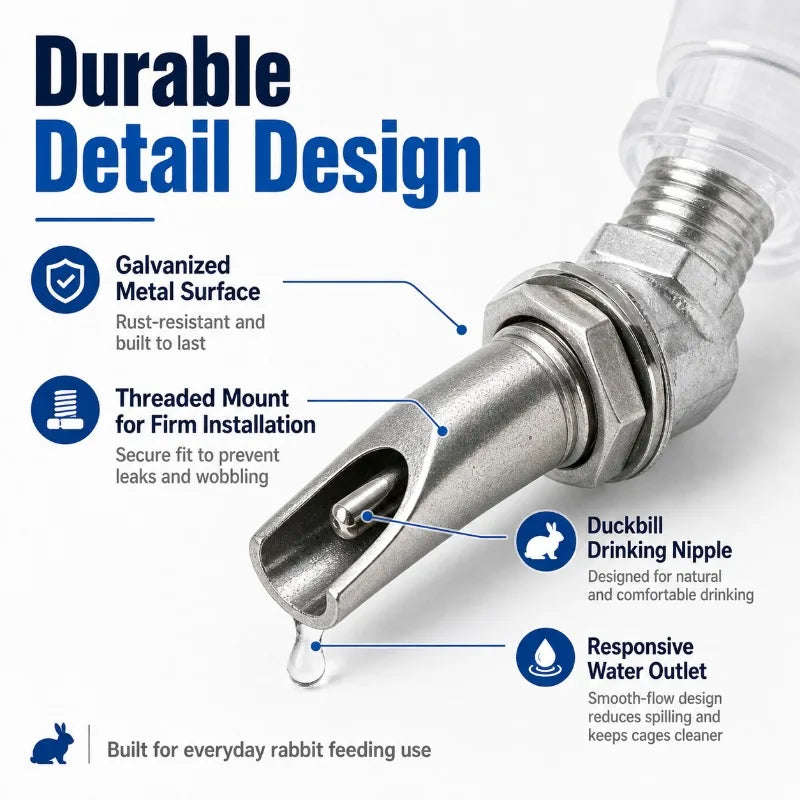 10-Pack Rabbit Nipple Drinker | Galvanized Duckbill Waterer Rabbit Nipple Drinker QXL