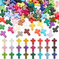 120-Pc Acrylic Cross Beads | 24 Colors DIY Jewelry Making Craft Beads Set QXL AECH04-13271