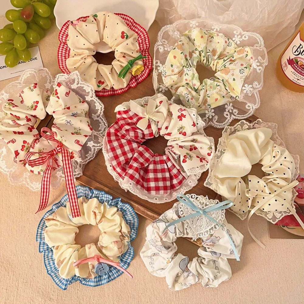 Korean Floral Scrunchie Hair Band | Elastic Tie for Women Hair Scrunchie QXL