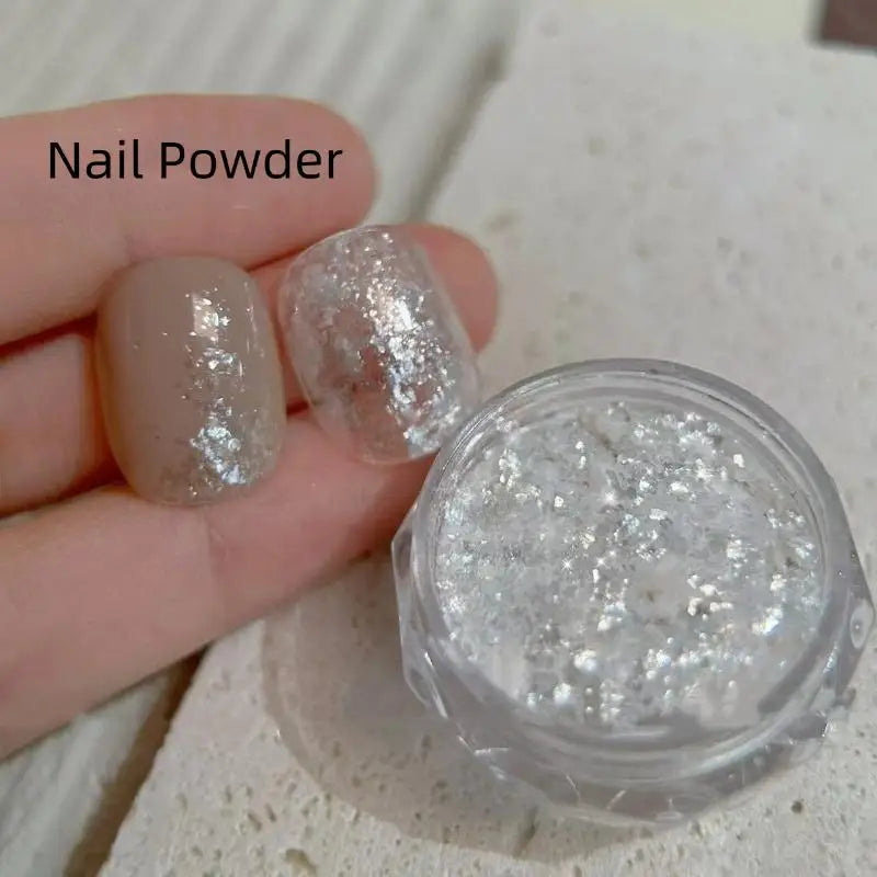Opal Snow Powder Nail Flakes | Shimmer Glitter Decoration Nail Glitter Powder QXL