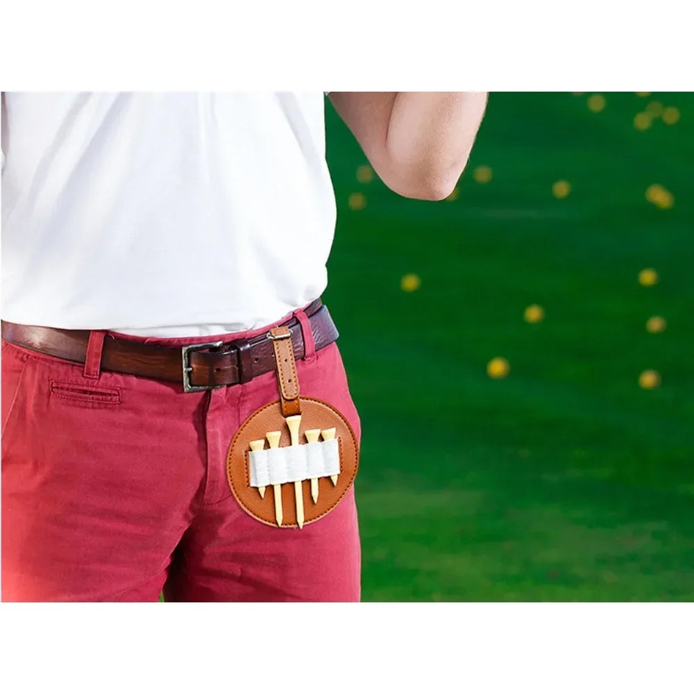 Leather Golf Tee Pouch | Double-Sided Bag with Belt Clip Golf Tee Pouch QXL
