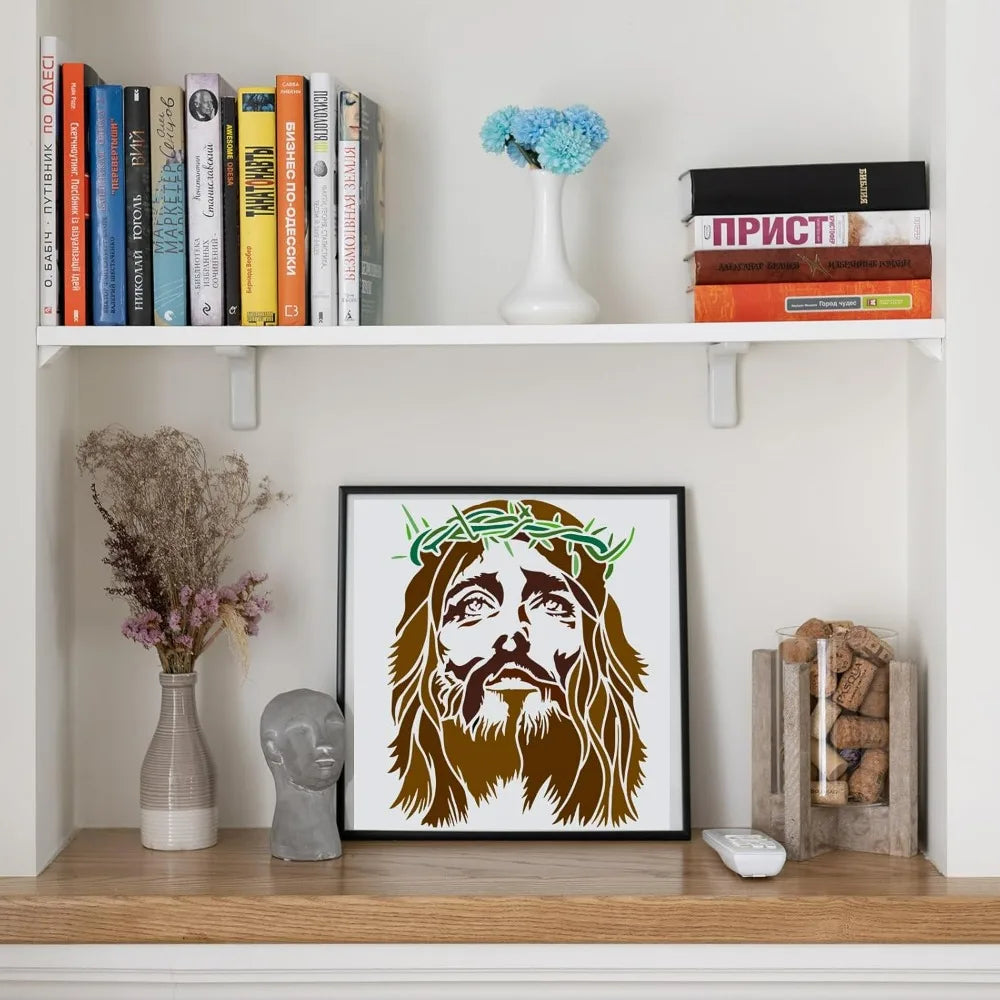 Christ Crown of Thorns Reusable Stencil 11.8" | Religious DIY Craft Painting Stencil QXL