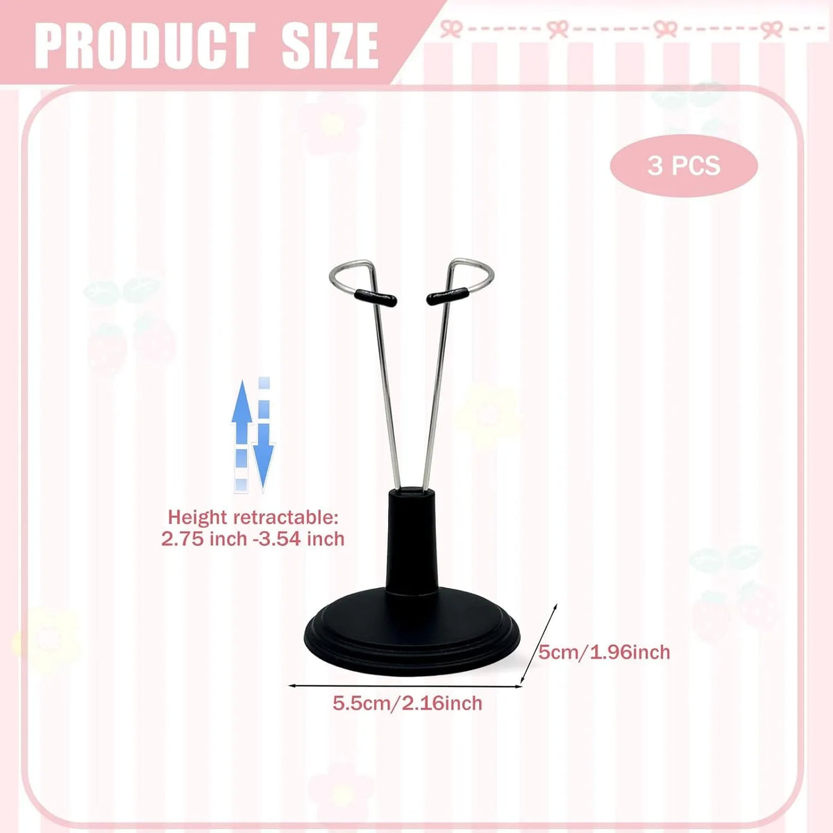 Adjustable Doll Stand 4–8 Inch | Metal Display Holder 3-Pack Doll Display Stand QXL black